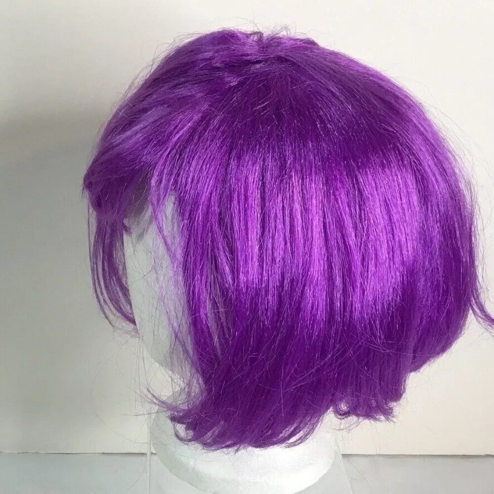 Wig Purple Short Bob Bangs Theater Dress-up Halloween Costume Cosplay Adult